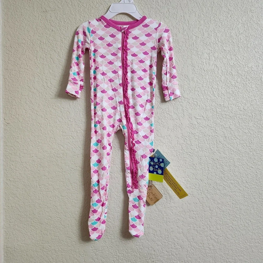 NWT 9-12m‎ KICKEE PANTS Ruffle Butt Bamboo Mermaid Tulip Scales Zippy